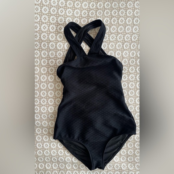 Shoshanna High Neck Textured One Piece Swimsuit - Picture 1 of 5